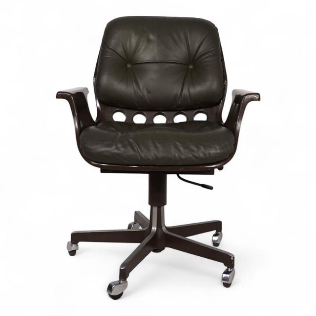 1970s Space Age 7112 Leather Office Chair by Martin Stoll for Stoll Giroflex, 1970 For Sale - Image 5 of 18