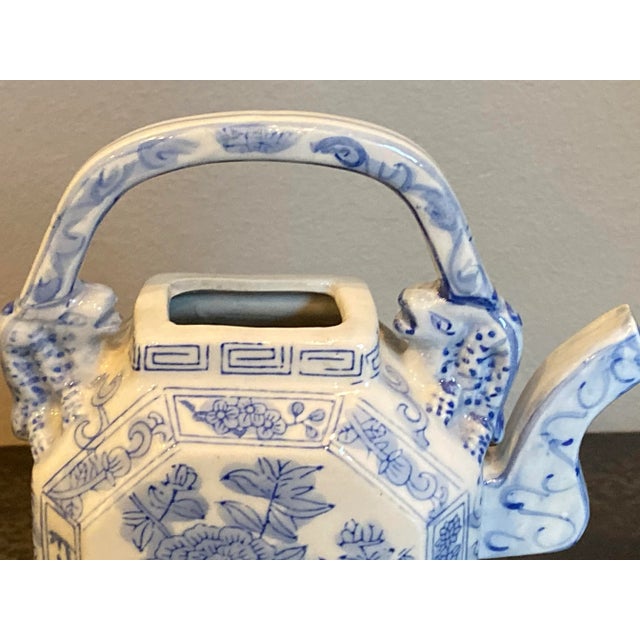 Chinoiserie Vintage Chinoiserie Blue and White Porcelain Tea Pots - a Pair For Sale - Image 3 of 13