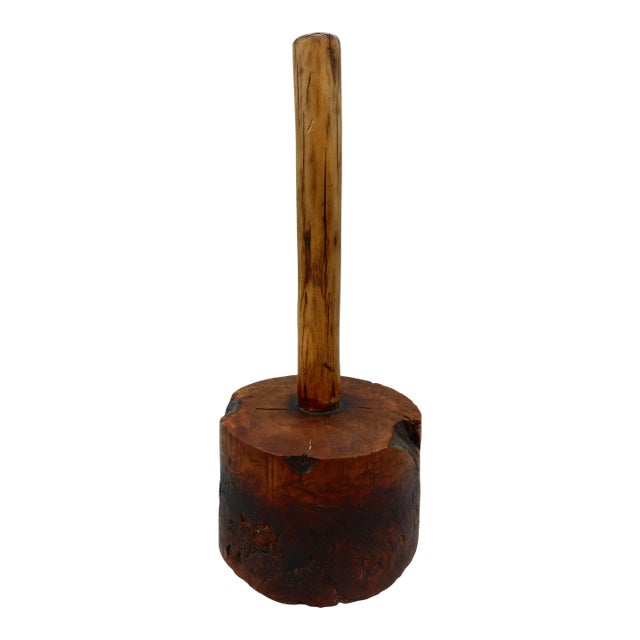 Early 19th-C English Wooden Mallet – Rounded Base For Sale