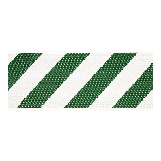 Sample - Schumacher Airmail Ii Indoor/Outdoor Tape, Green & Ivory For Sale