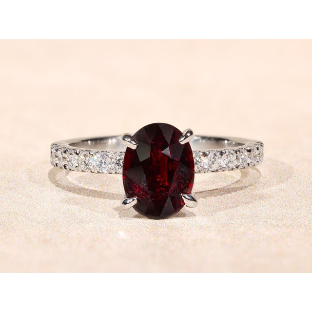 The Camarillo: 2.03 Carat Natural No Heat Deep Red Ruby Engagement Ring For Sale - Image 9 of 13