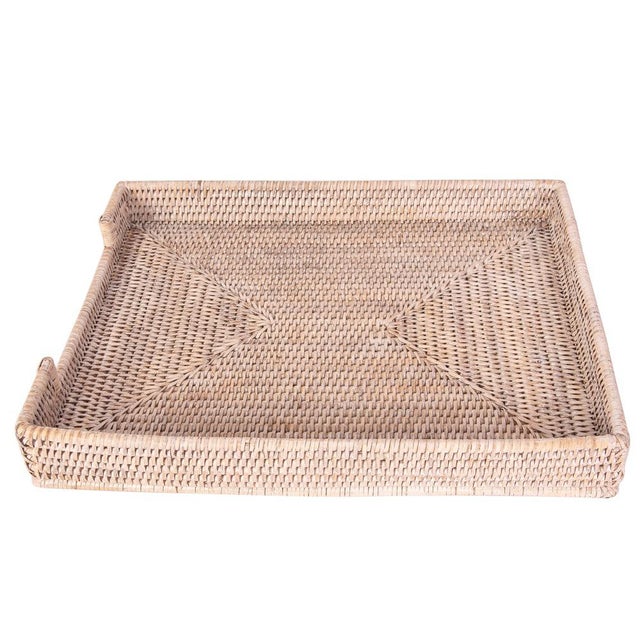 Wood Artifacts Rattan Office Paper Tray in White Wash - 14" For Sale - Image 7 of 10