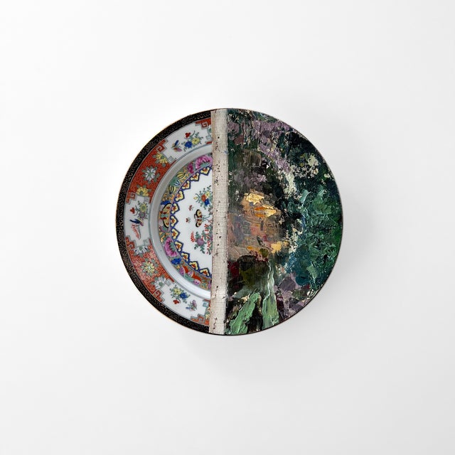 Wall Art Installation: Composition of Ceramic Plates and Oil on Canvas - "La Ciotat" For Sale - Image 4 of 12