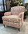 A pair of English Arm lounge chairs by Kravet Furniture. Upholstered in Cowtan & Tout "Casablanca" linen-blend fabric with...
