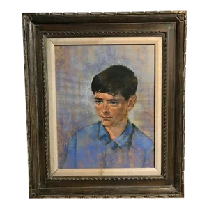 1968 Pastel on Paper Portrait Painting by Kitty Wallis Dated and Signed