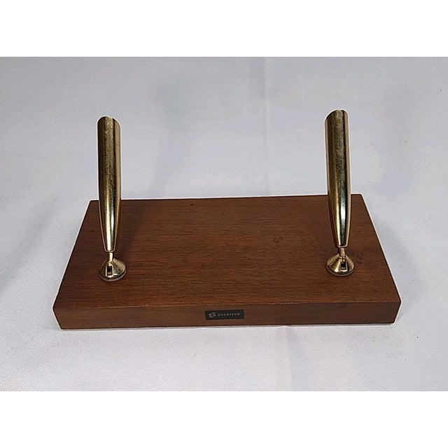 Mid-Century Modern Vintage MCM W. A. Sheaffer's Fountain Pen Holder Stand Wood Double Swivel For Sale - Image 3 of 6