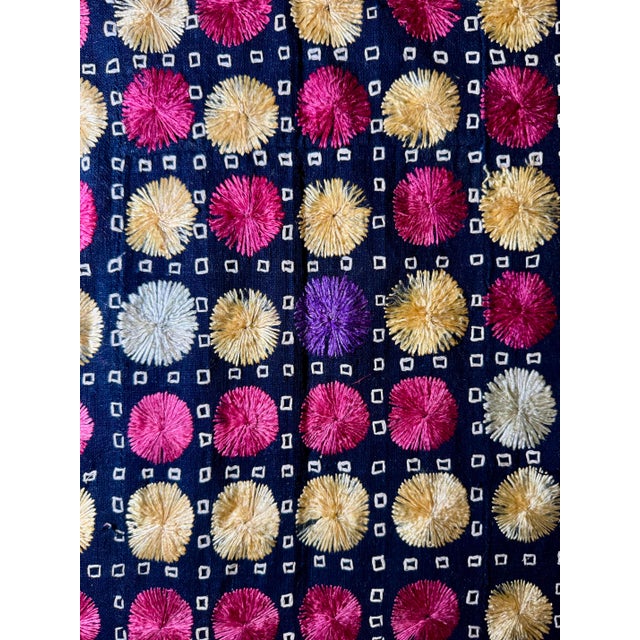 Black Antique Nilak Phulkari Silk Embroidered Textile, Punjab For Sale - Image 8 of 12