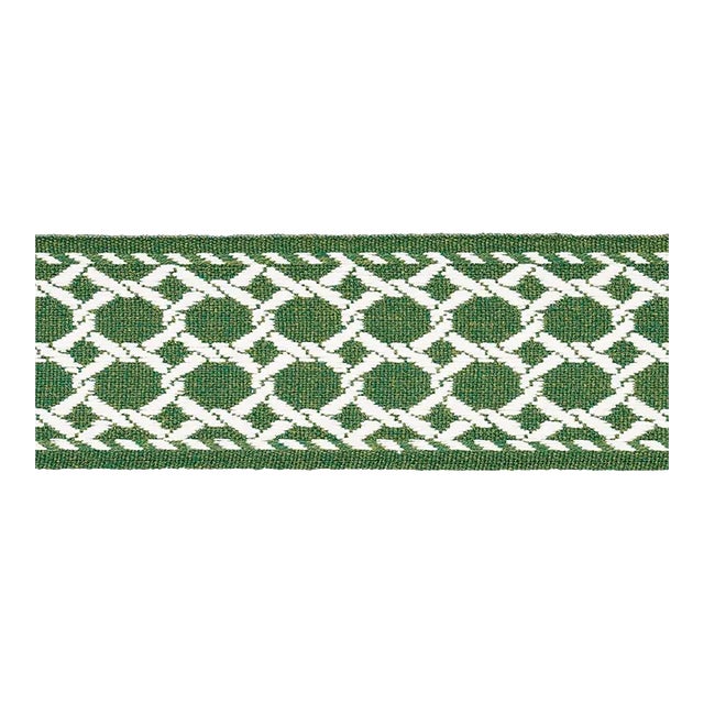 Sample - Schumacher Lattice Tape in Green For Sale