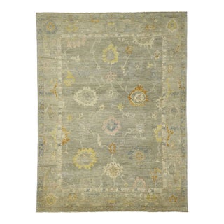Modern Vintage Oushak Area Rug - 09'03 X 12'03 For Sale