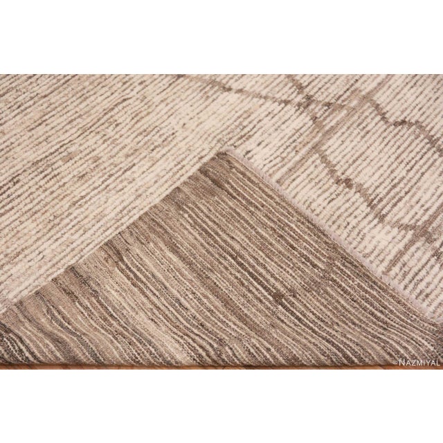 Textile Neutral Cream Brown Color Tribal Design Modern Area Rug For Sale - Image 7 of 7