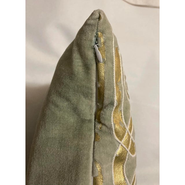 Art Deco Contemporary Gold Foil Embroidered Velvet Pillow For Sale - Image 3 of 6