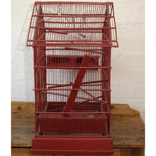 Vintage Wire & Wood Birdcage For Sale - Image 9 of 9