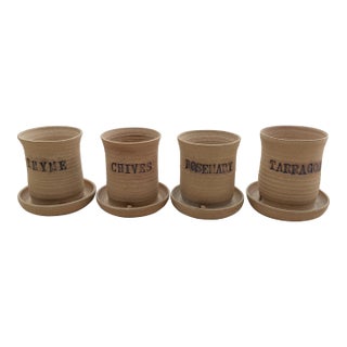 Vintage Stutio Pottery Herb Pots Set of 4 - Signed For Sale