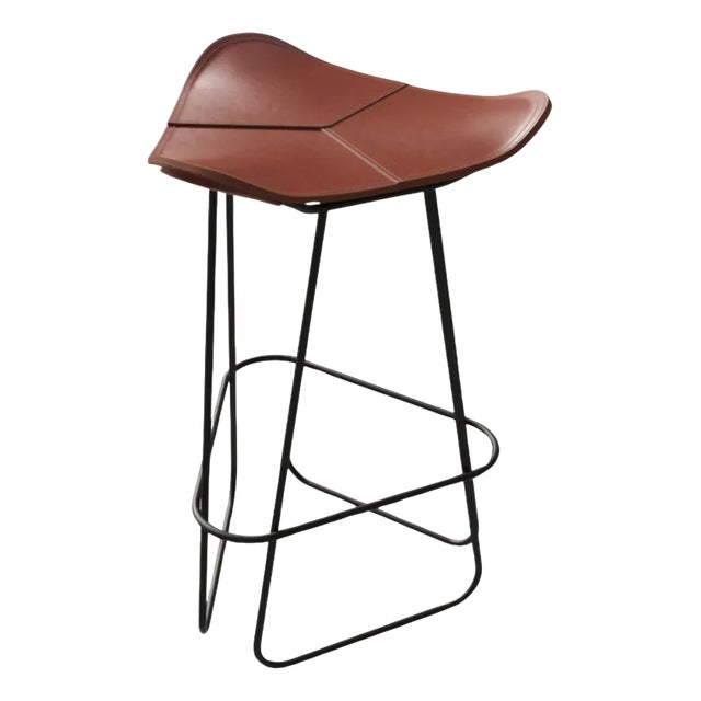 Pampa Leather Counter Stool by Cuero Design For Sale