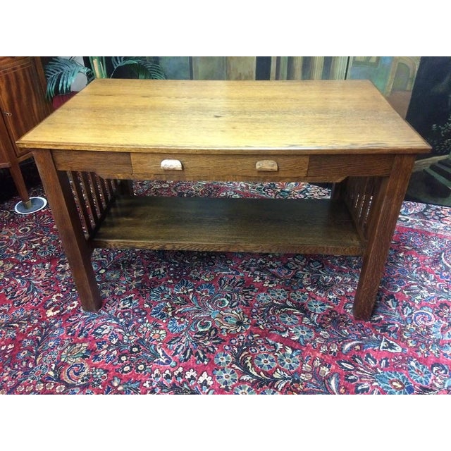 Antique Mission Style Desk, Oak Desk For Sale - Image 4 of 8