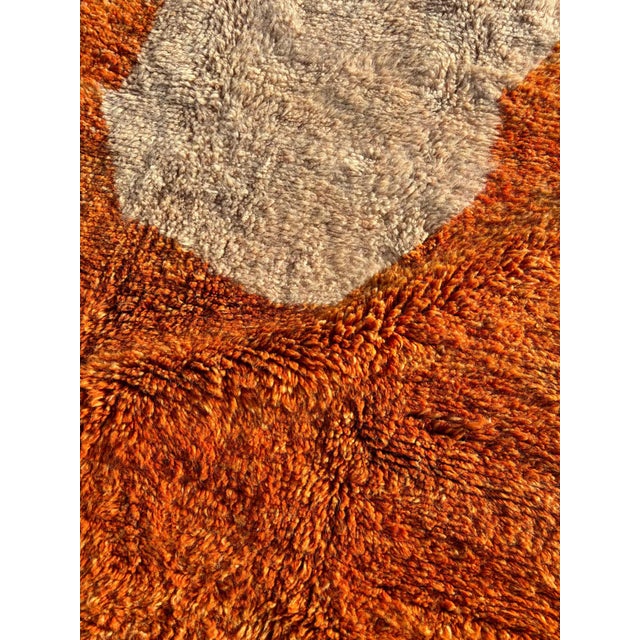 Cream Moroccan Mrirt Rug Handmade Wool – Modern Berber Rug – Cream Orange Yellow Area Rug – Contemporary Decor For Sale - Image 8 of 9