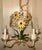 Vintage French Italian Tole Metal Painted Daisy Chandelier. The chandelier itself is about "15 Tall x "17.75 Round. Fully...