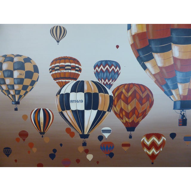 Mid-Century Modern 1970s Mid-Century Modern Large Format Acrylic on Canvas by Letterman - Hot Air Balloons For Sale - Image 3 of 4