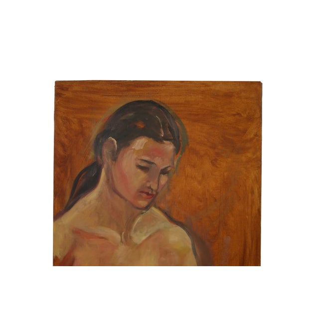 Nude Portrait of a Woman Original Artwork Outsider Art Oil Painting For Sale - Image 4 of 8