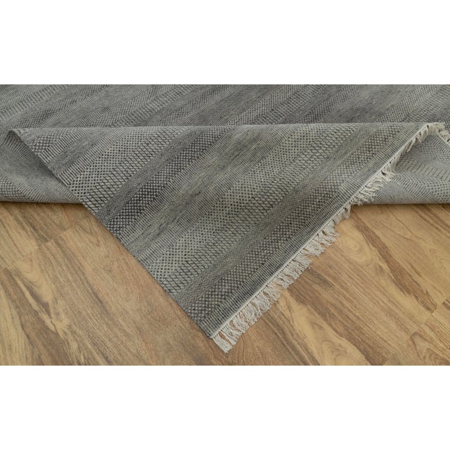 8' x 10' Savannah Hand Knotted Modern Grey and Black Wool & Silk Rug For Sale - Image 17 of 18