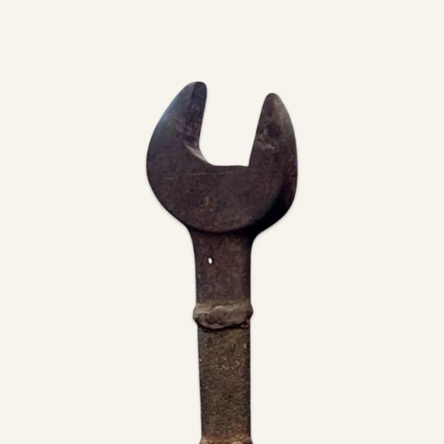 1930s Large Decorative Industrial Mounted Cast Iron Wrench For Sale - Image 4 of 4