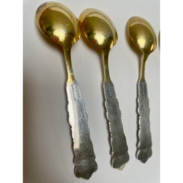Art Nouveau 1940s Epb Sweden Silver Plate Demitasse Spoons- Set of 4 For Sale - Image 3 of 4