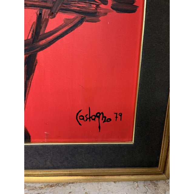 Chestnut '79. One-of-a-kind oil painting on canvas. Red and black background. Remarkable impact and incredible power.