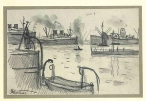 Robert Louis Antral, The Harbor in London, Original Drawing, Early 20th Century