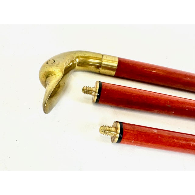 1960s Vintage Walking Stick with Brass Duck Head Handle, 1960s For Sale - Image 5 of 6
