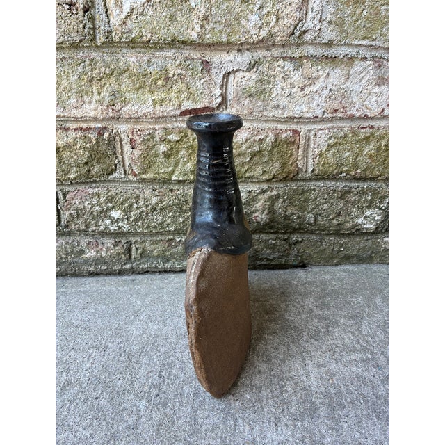 Vintage Pottery Vase With Black Top For Sale - Image 11 of 11