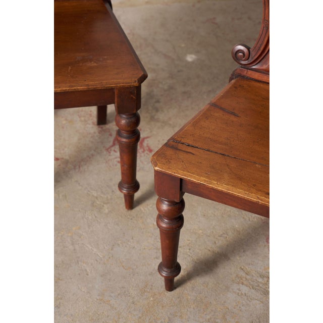 Pair of Late 19th Century Victorian Hall Chairs With Petite Floral Cravings For Sale - Image 9 of 10