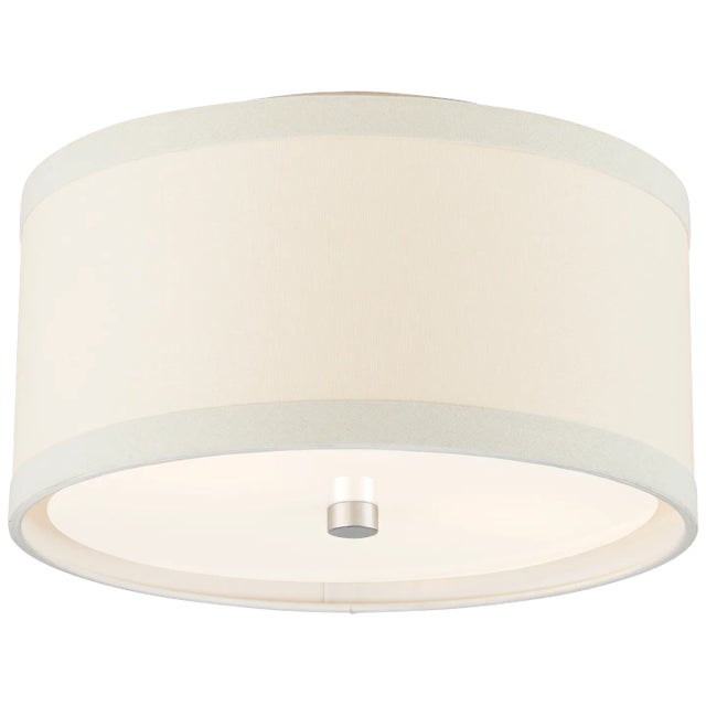 Walker Small Flush Mount in Burnished Silver Leaf with Cream Linen Shade Designer: kate spade new york Canopy: 8.75" Round...