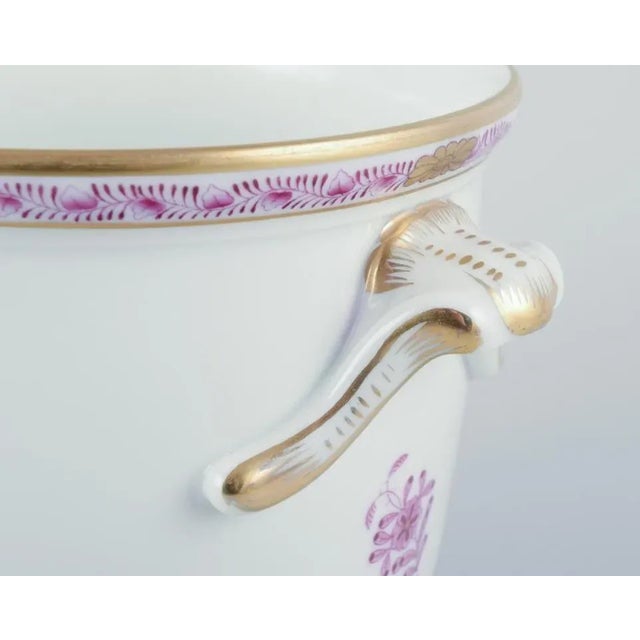 Apponyi Flowerpot with Purple Floral Motifs from Herend, Hungary, 1970s For Sale - Image 4 of 6