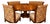 Vanguard Curved Banquet Set and Monumental Inlaid Round Pedestal Dining Table Complete Dining Suite For Sale
