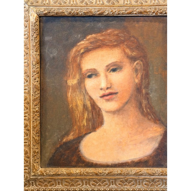 A quietly compelling American school portrait dating to the 1930s–1940s, executed in oil on artist’s canvas board. The...