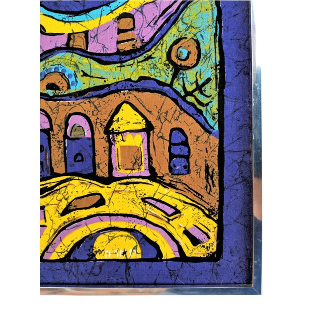1980s Modern Silk Batik Villa Print For Sale - Image 4 of 9