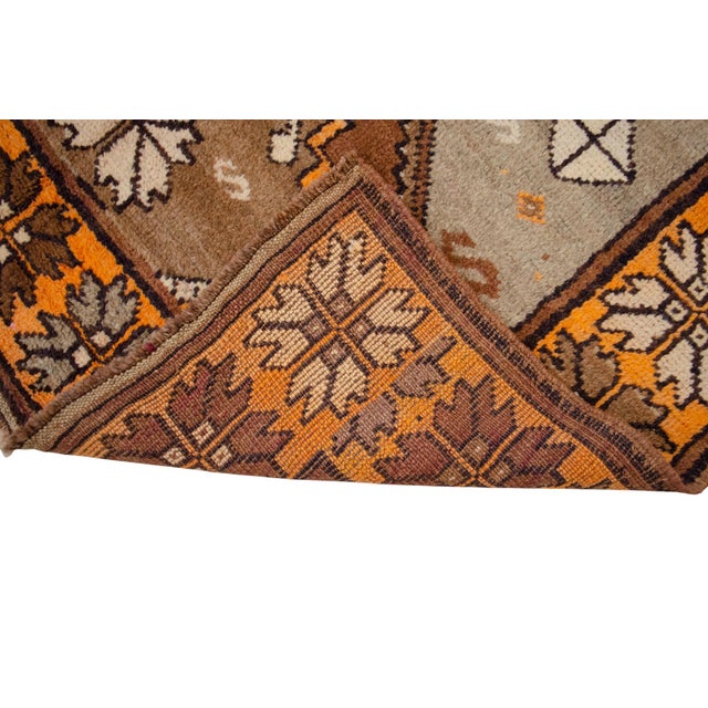 Vintage Hand Knotted Neutral Color Turkish Large Runner Rug - 4′5″ X 10′6″ For Sale - Image 11 of 11