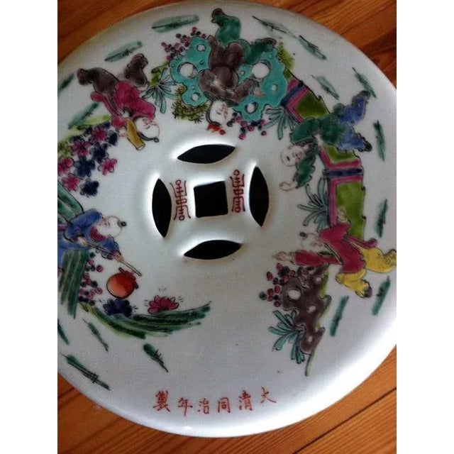 Antique Chinese Ceramic Garden Stools - Pair For Sale - Image 4 of 7
