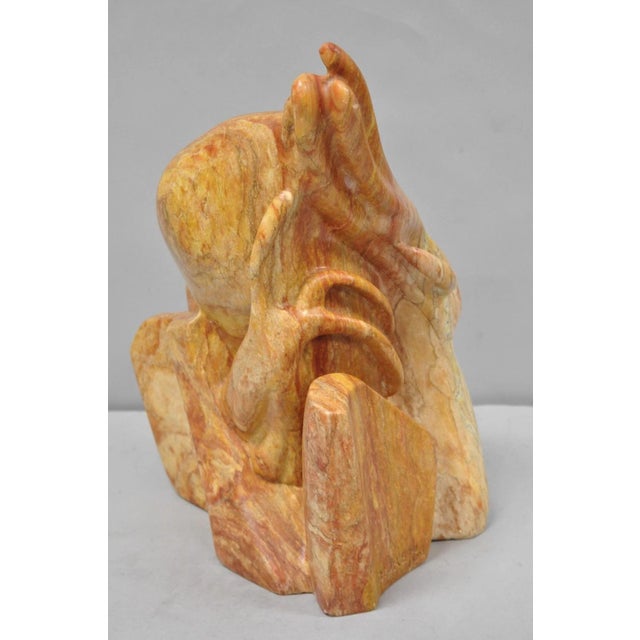 Vintage Seymour Shuren Modern Pink Carved Marble Abstract Panther Cat Sculpture For Sale - Image 14 of 18
