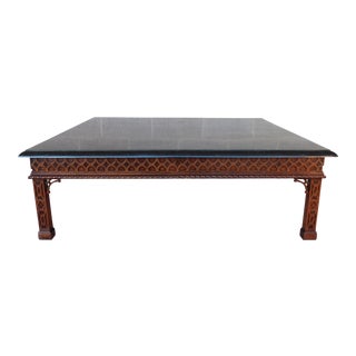 Maitland Smith Chinese Chippendale Tessellated Stone Cocktail Table 50"w X 40"d For Sale