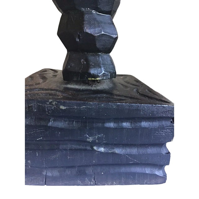 Late 20th Century Vintage Pair of Genuine Authentic African Ebonywood Hand-Carved Tribal Bust Statues For Sale In Los Angeles - Image 6 of 8