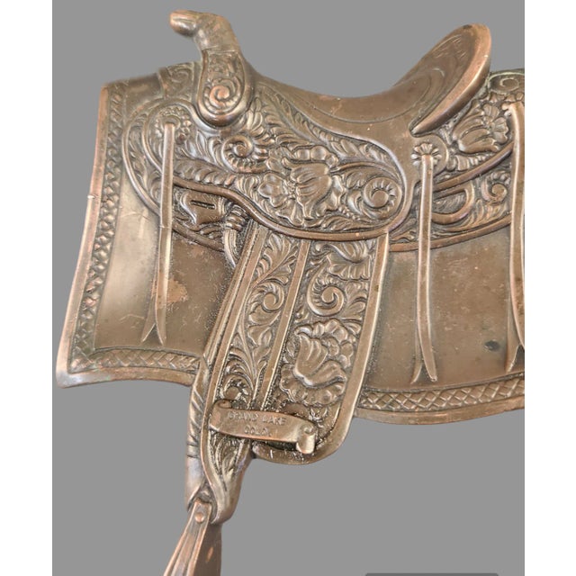 American Antique Jennings Brothers Copper Western Saddle Trinket Holder Desk Art For Sale - Image 3 of 5