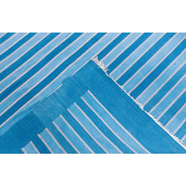 Blue Doris Leslie Blau Vintage Indian Dhurrie Rug For Sale - Image 8 of 8