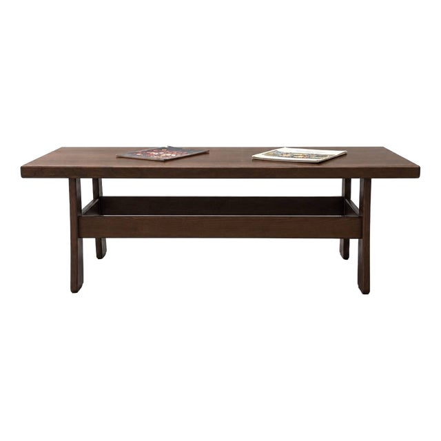 Vintage Scandinavian Coffee Table in Dark Wood, 1970s For Sale