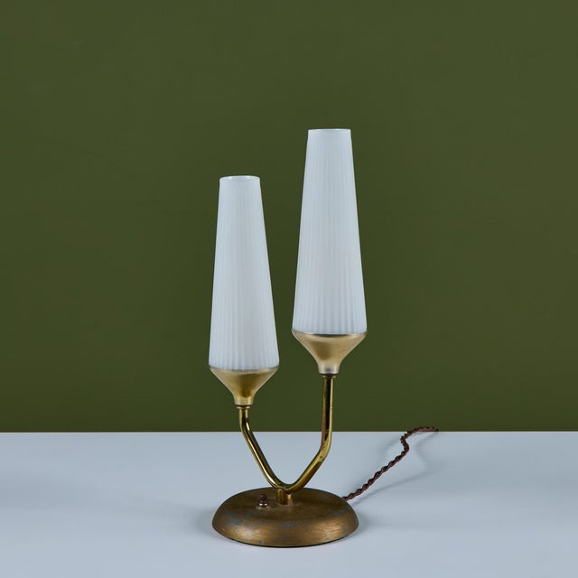 Petite Milk Glass Table Lamp With Pedestal Base For Sale - Image 10 of 16