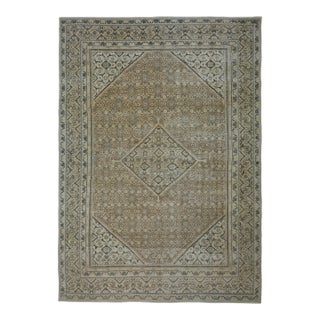 1970s Vintage Persian Handknotted Wool Green Oversize Area Rug For Sale