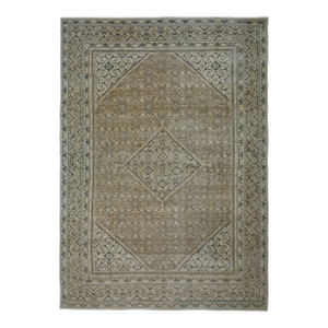 1970s Vintage Persian Handknotted Wool Green Oversize Area Rug