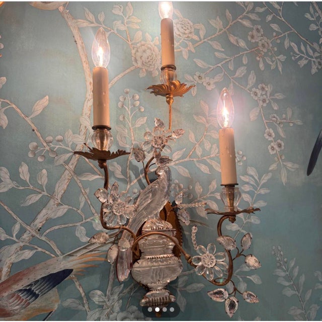 Paul Ferrante Paul Ferrante Rock Crystal Bird Sconces - A Pair For Sale - Image 4 of 6