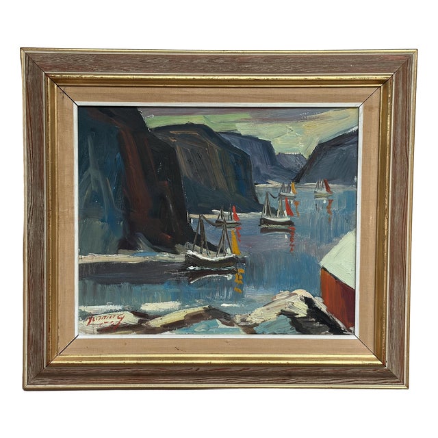 Henning, Sailing Boats, 1960s, Oil on Canvas, Framed For Sale
