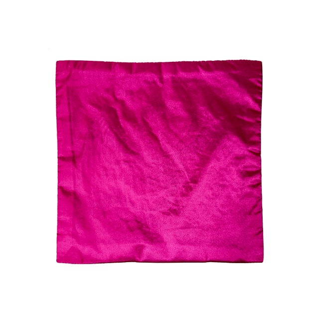Textile Asian Square Magenta Phoenix Bats Blossom Flower Fabric Display Art For Sale - Image 7 of 8